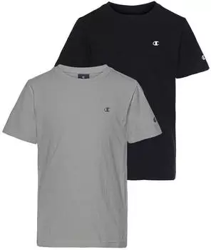 Champion T-Shirt 2-Pack hellgrau/feuerrot/schwarz/wei&szlig;