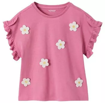 Vertbaudet Mädchen T-Shirt mit Volantärmeln und Broderie Anglaise (341023225) rosa