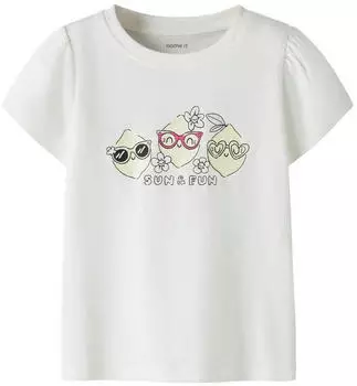 Name It NMFVIBEKE CAPSL TOP T-Shirt, Regular Fit (20216511) pastellgelb/rosa/schwarz/wei&szlig;