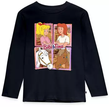 spreadshirt Bibi und Tina mit Amadeus und Sabrina Kachelmotiv Kurzarm-Body (S205909-A115888212-app1269-size85) navy