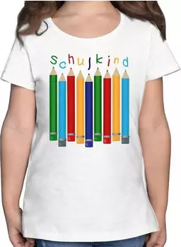 Shirtracer First Day of School Buntstifte T-Shirt (PV-56466976) weiß