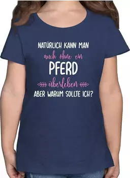 Shirtracer Ohne Pferd Überleben T-Shirt für Kinder (PV-58269519) dunkelblau meliert