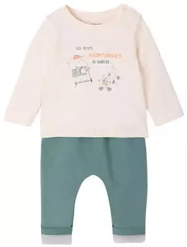 Vertbaudet Baby Ensemble Tee-Shirt and Fleece Pants (702041138) pfauenblau