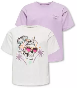 Only KOGMAIKEN LIFE SKULL SS TOP JRS 2-Pack T-Shirt (93607266) orchid bloom/cloud dancer