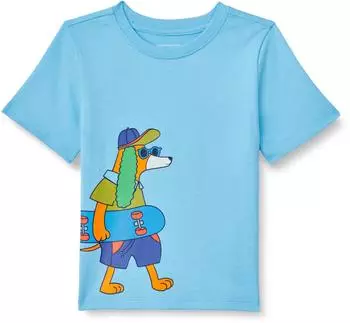 Amazon Essentials Kurzärmeliges T-Shirt Relaxed Fit hellblau skater hund