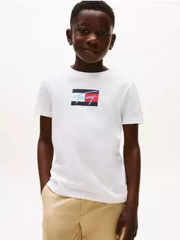 Tommy Hilfiger Tommy Script Flag Print Tee SS Kurzarmshirt mit Logo-Print (KB0KB09725) navy/rot/wei&szlig;