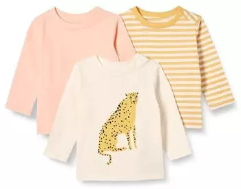 Amazon Essentials Kids Langarm T-Shirt Loose Fit 3er-Pack (AEBB16802S25) gepard/streifen