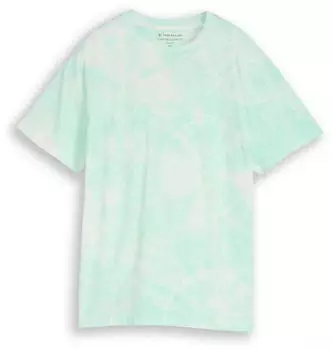 Tom Tailor Kurzarmshirt im Batik-Look weite Passform (94536655) t&uuml;rkis/offwhite