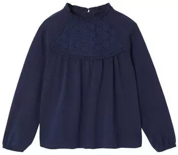 Vertbaudet Blusenshirt mit Lochstickerei marine