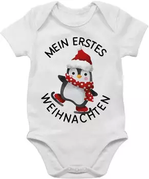Shirtracer My First Christmas with Penguin Baby Langarmshirt (PV-63762386) weiß
