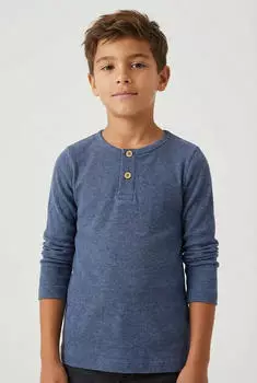 Name It NMMKAB LS Top NOOS Langarmshirt im Henley-Stil, normale Passform - enzian
