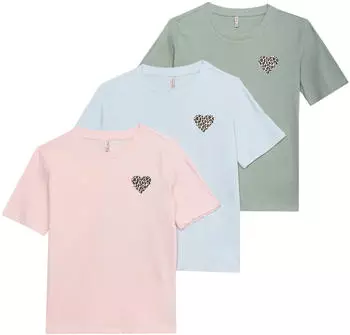 Only KOGREXI HEART Regular T-Shirt 3-Pack (15380826) ballad blau/gr&uuml;n milieu/pale lila