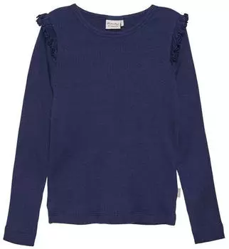 Minymo Langarm Rip T-Shirt mit Schulterr&uuml;schen (6174)