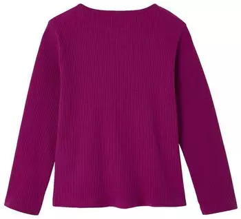 Vertbaudet Shirt mit Cut-Out und Schleife in Ripp dunkelviolett
