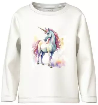 Name It NMFVOTEA LS NREG TOP Langarmshirt (39532957) cloud dancer print:pink unicorn