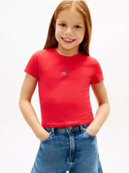 Tommy Hilfiger Rhine Stone Flag Tee S/S Kinder T-Shirt (THSc6i6002000001) rot alert