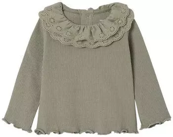 Vertbaudet Baby Shirt mit Peter Pan Kragen und Rüschen (341018605) khaki