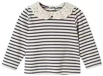 Vertbaudet Baby Shirt mit Peter Pan Kragen und Rüschen (700240917) marine gestreift