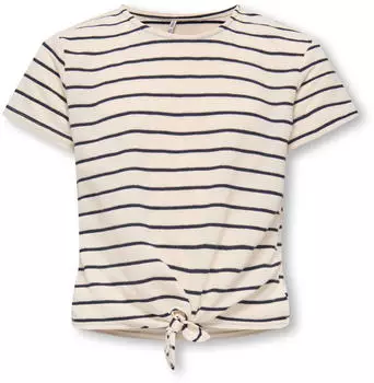 Only Jana Striped Knot Top beige/dunkelblau