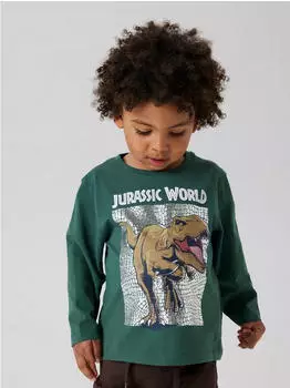 Name It NMMJEWEL JURASSIC NREG LS TOP NOOS Langarmshirt (13244991) umbra/tanne/schwarz/offwhite/garden topiary/sky