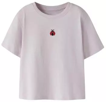 Name It NKFVICTORIA SS NREG TOP T-Shirt mit Stickerei, Regular Fit (85879309) lavender fog/bordeaux/schwarz
