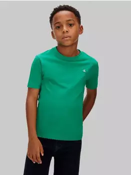 Calvin Klein Mono Mini Badge T-Shirt Regular Fit (LV1CKSJA30) smaragd/wei&szlig;