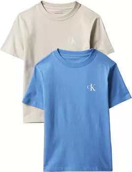 Calvin Klein 2-Pack Monogram Top Regular Fit T-Shirt (WUN6R) azur/greige/weiß