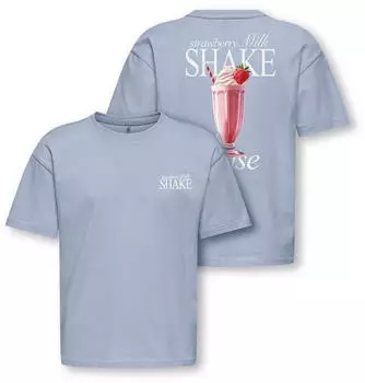 Only KOGHELEN LIFE S/S LOOSE TEE JRS NOOS T-Shirt mit gro&szlig;em R&uuml;ckendruck (78750106) soft chambray print:milkshake
