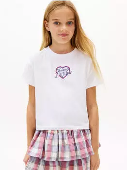 Tommy Hilfiger Flag Smile Tee T-Shirt Regular Fit (KG0KG09280) weiß