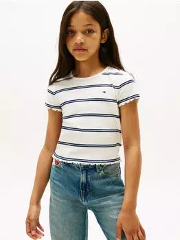 Tommy Hilfiger Essential Cotton Reg Fit Tee Kurzarm (KB0KB06879) ivory silk stripes