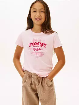Tommy Hilfiger Flower Puff Print Reg Tee SS T-Shirt (KG0KG09257) rosé/altrosa/dunkelpink