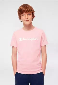 Champion Script Logo Langarm T-Shirt für Kinder (68210924) rosa/weiß