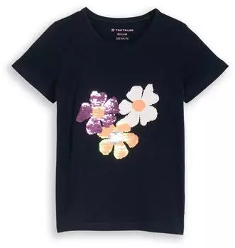 Tom Tailor T-Shirt mit Wendepailletten (14775135) sky captain blau