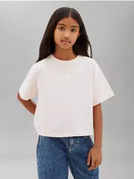 Calvin Klein Micro Monogram Top Regular Fit T-Shirt (LVCKSJA16GT0R008) rosa/weiß