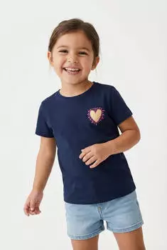 Only KOGLANY-NINA LIFE LOVE S/S TOP FR JRS (15364631) navy blazer print:walking heart/pink yarrow/gold
