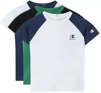 Champion Sports-inspired Toddler 3 Pack T-Shirt Kurzarm Rundhals navy/grün/schwarz/weiß