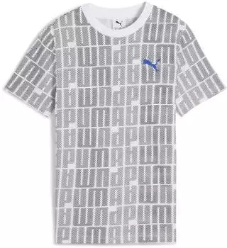 Puma ESS LOGO LAB AOP TEE B Regular Fit Kurzarm T-Shirt (688989) puma white
