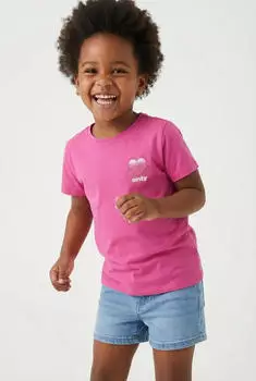 Only CANA Regular Fit T-Shirt (92352339) pink yarrow print:mena logo glitter/aqua foam only