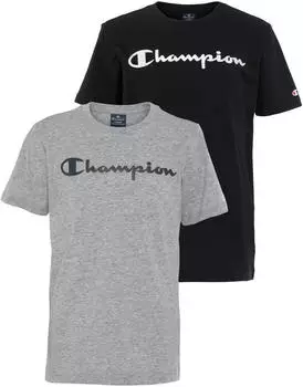 Champion T-Shirt 2-Pack Kurzarm mit Logoschriftzug (70360965) schwarz/grau