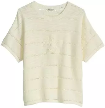 Marc O'Polo T-Shirt mit Lochstrickmuster (66972133) weiß cotton