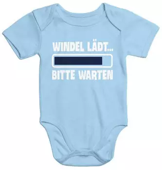 MoonWorks Kurzarm Baby-Body mit Aufdruck 'Windel lädt bitte warten' (11629) hellblau