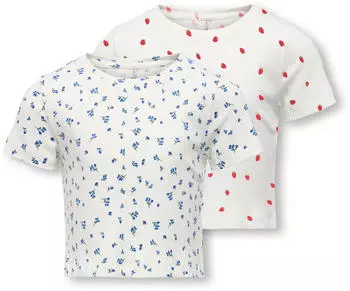 Only KOGBELLA LIFE SHORT AOP S/S TOP JRS NOOS Regular Fit Kurzarmshirt cloud dancer/mazarine blau