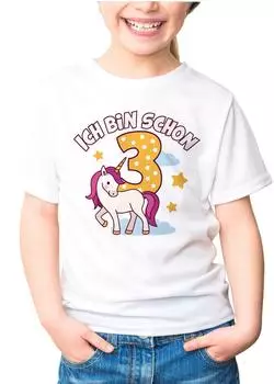 MoonWorks Einhorn Kinder T-Shirt Einschulung 2025 Personalisiert (18535) weiß/pink