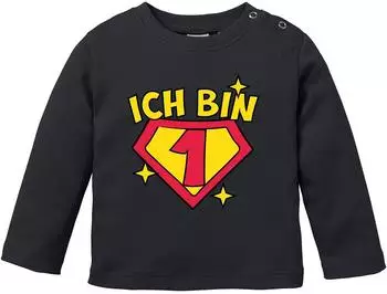MoonWorks Baby Geburtstag Superheld Geschenk T-Shirt (19383) schwarz blau