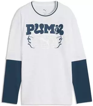 Puma MID 90s Relaxed Layered Langarmshirt (694662) white glow heather