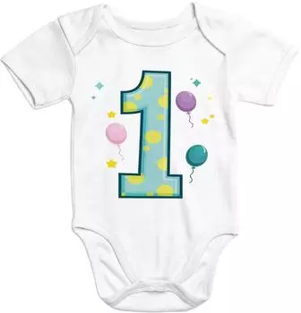MoonWorks Baby Langarmshirt mit Erster Geburtstag Aufdruck (11552) weiß