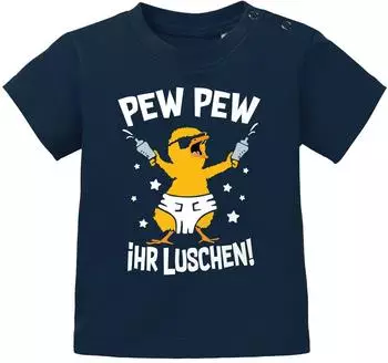 MoonWorks Pew Pew Ihr Luschen Baby T-Shirt Kurzarm (17948) dunkelblau