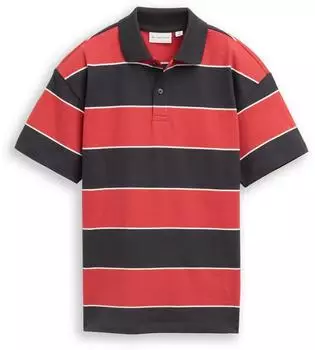 Tom Tailor Poloshirt mit Streifen anthrazit/rot/white denim