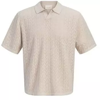 Jack & Jones Jortyler Knit SS Split Neck Polo Jnr Gestricktes Polo (12297752) feather gray