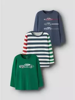 Name It NMMNIKO 3P LS TOP Langarmshirt Regular Fit (31706036) vintage indigo/poinsettia/verdant g